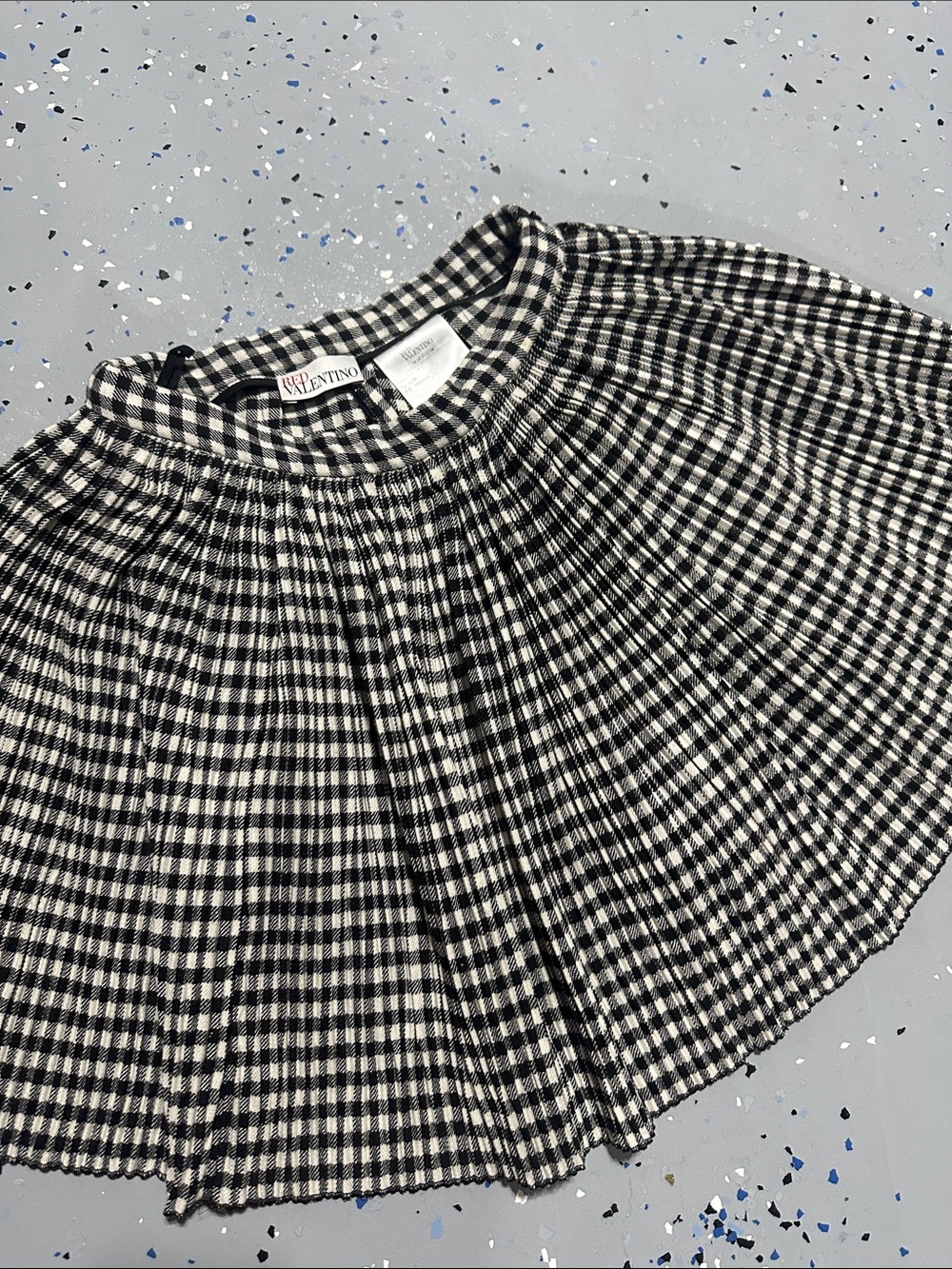 RED Valentino Black and White Gingham Circle Skirt